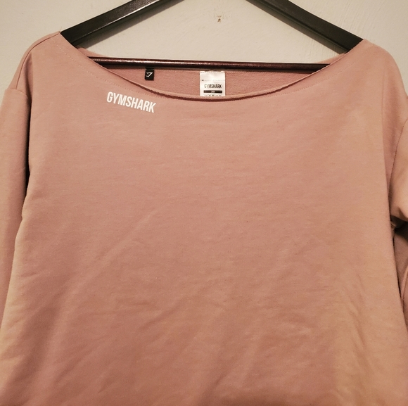 Gymshark Women's Long Sleeve Mauve Wide Neck Cut Out Workout Top Size XS - Picture 4 of 13